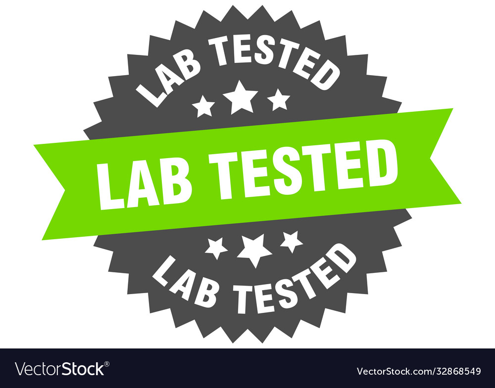 Lab tested round isolated ribbon label tested Vector Image