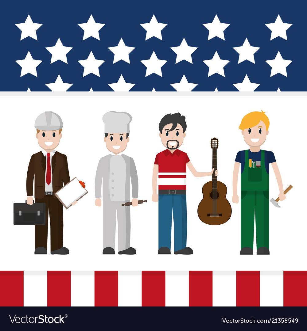 Labor day workers cartoon Royalty Free Vector Image