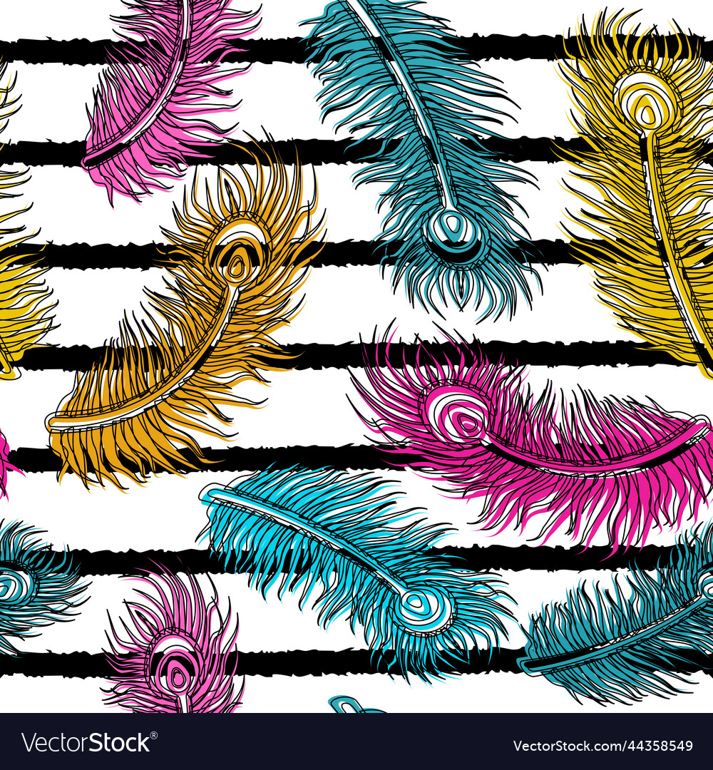 Modern feather colorful pattern design Vector Image Modern feather colorful pattern design
