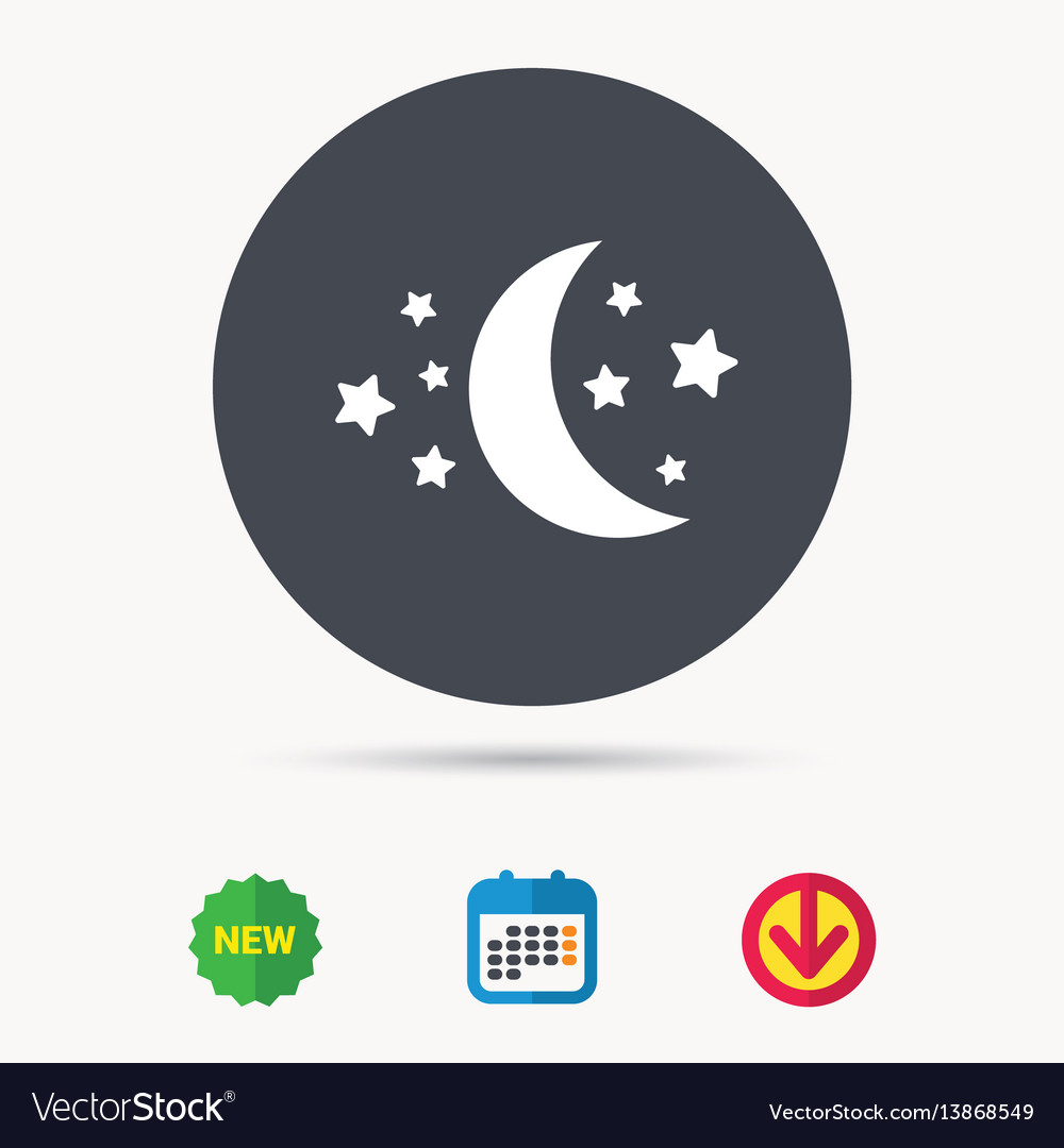 Moon and stars icon night sleep sign