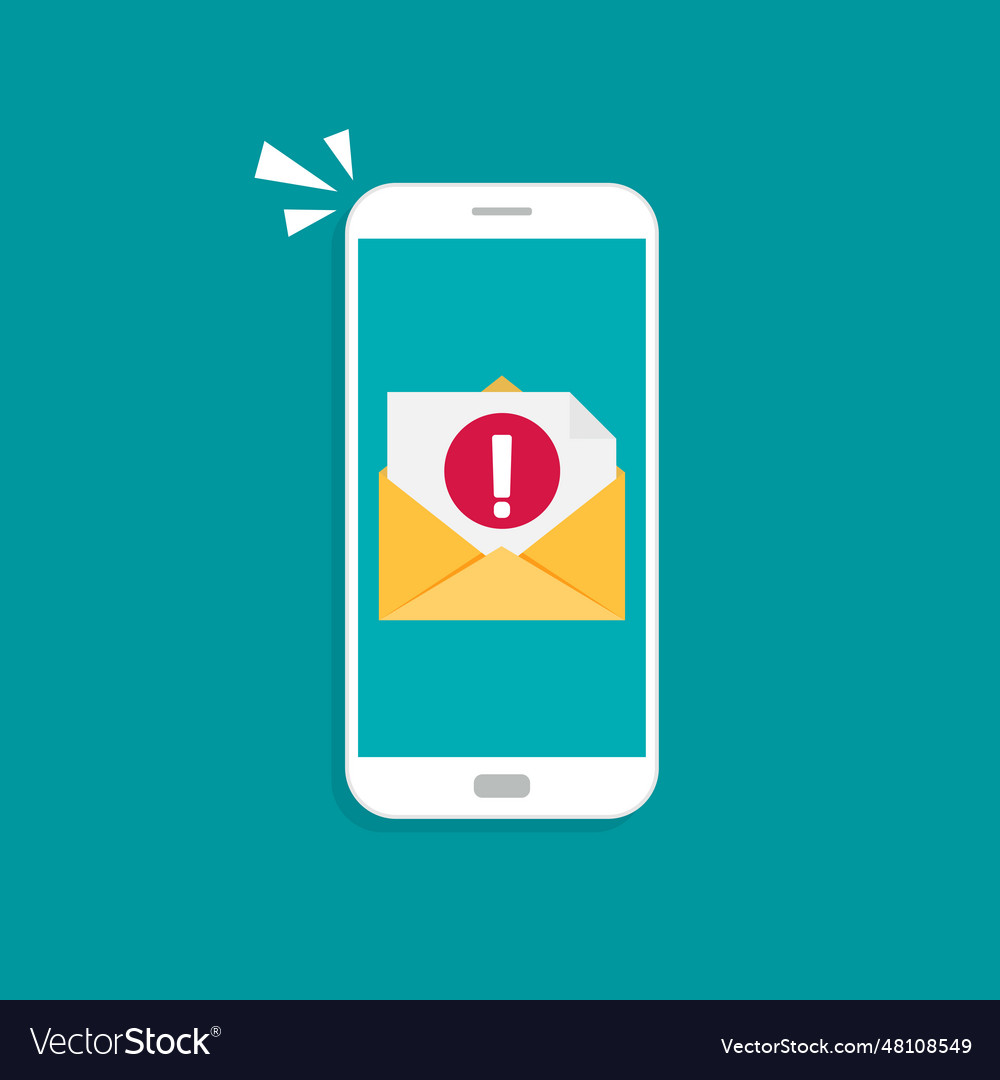 New message on the smartphone screen with alert vector image New message on the smartphone screen with alert