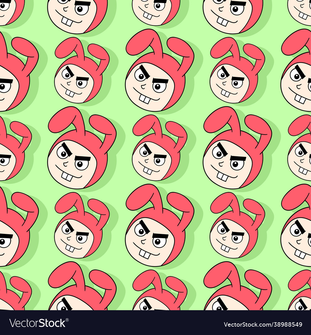 Rabbit boy seamless repeat pattern background