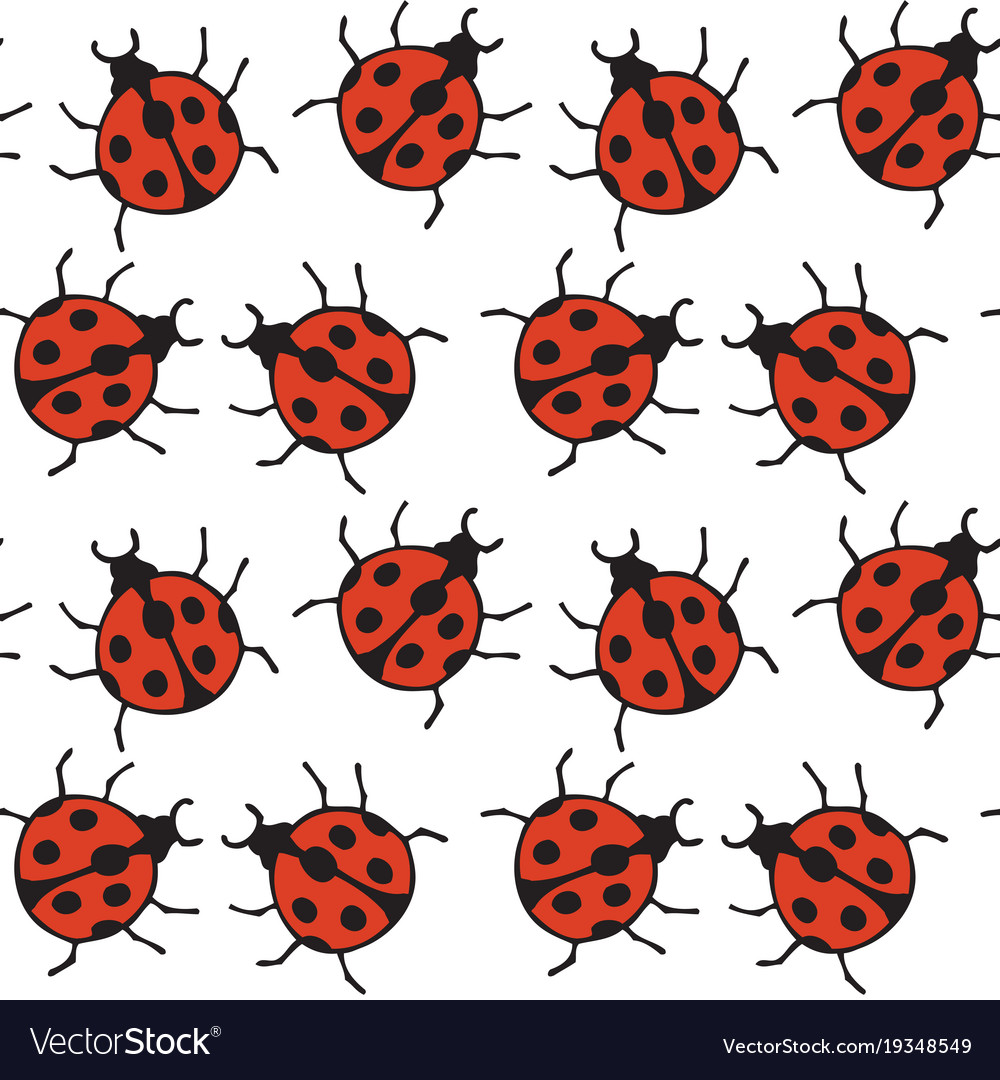 Seamless pattern with red ladybugs Royalty Free Vector Image