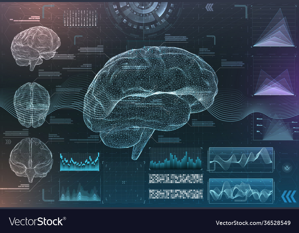 Set brain research interfaces functional Vector Image Set brain research interfaces functional