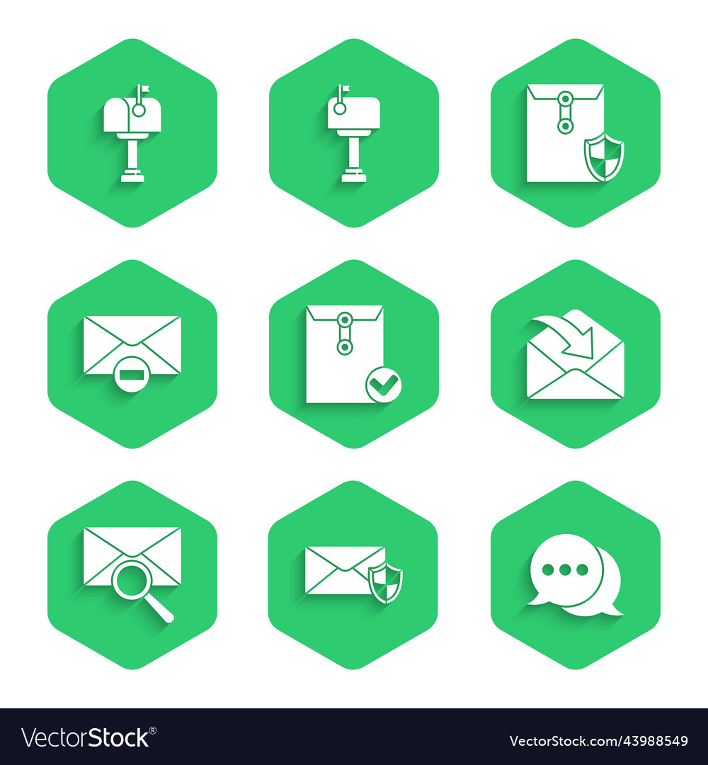 Set envelope and check mark with shield speech vector image Set envelope and check mark with shield speech