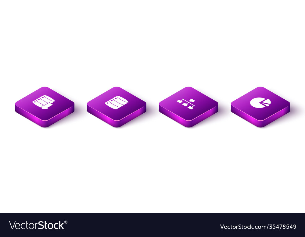 Set isometric server data web hosting vector image Set isometric server data web hosting