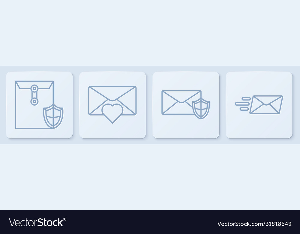 Set line envelope with shield Vector Image Set line envelope with shield