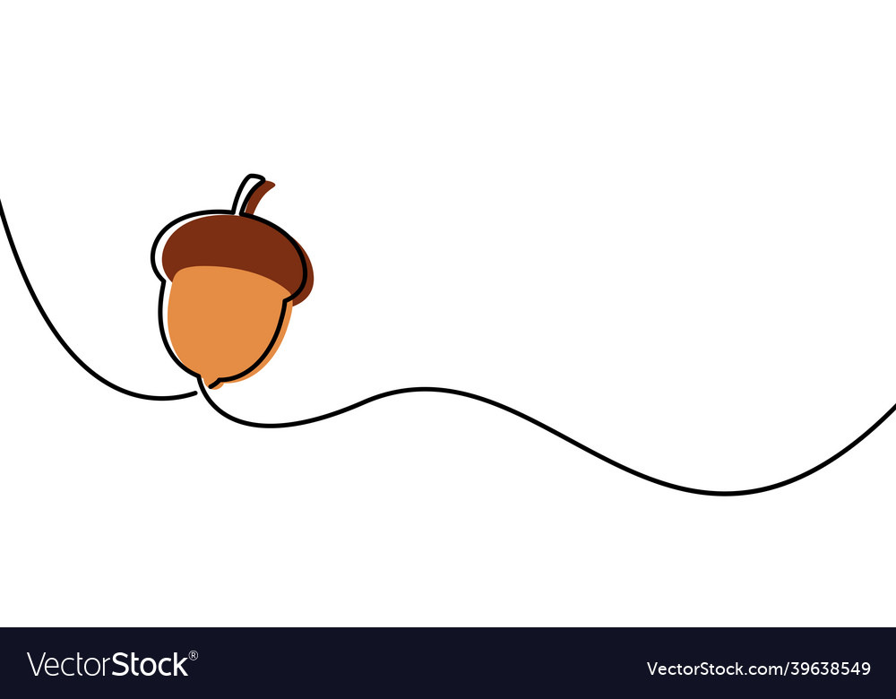 Single continuous line drawn acorn
