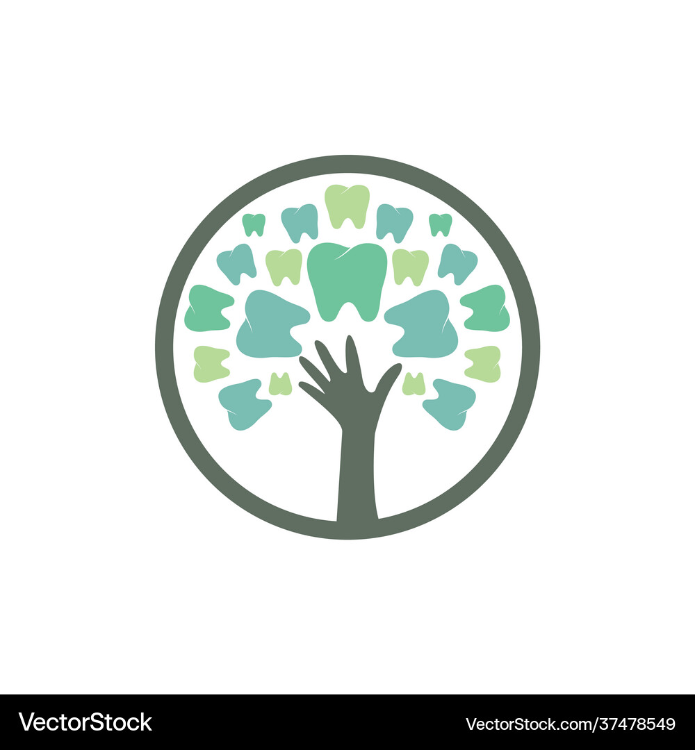 Teeth and hand tree icon design Royalty Free Vector Image