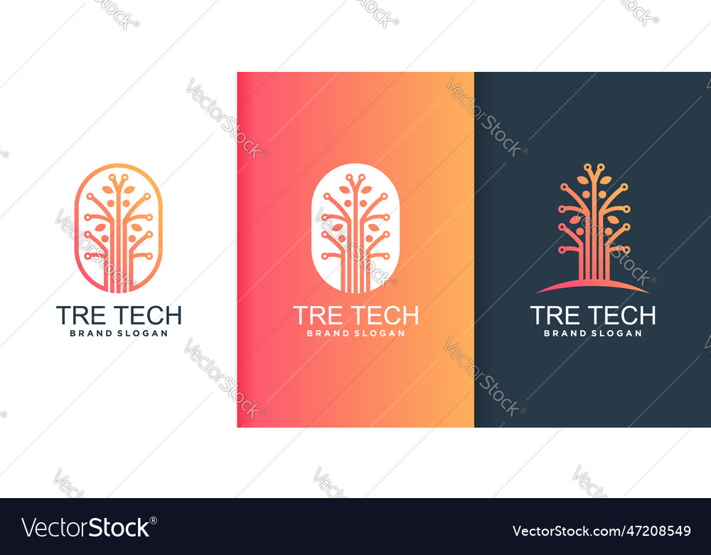 Tree tech logo with different element