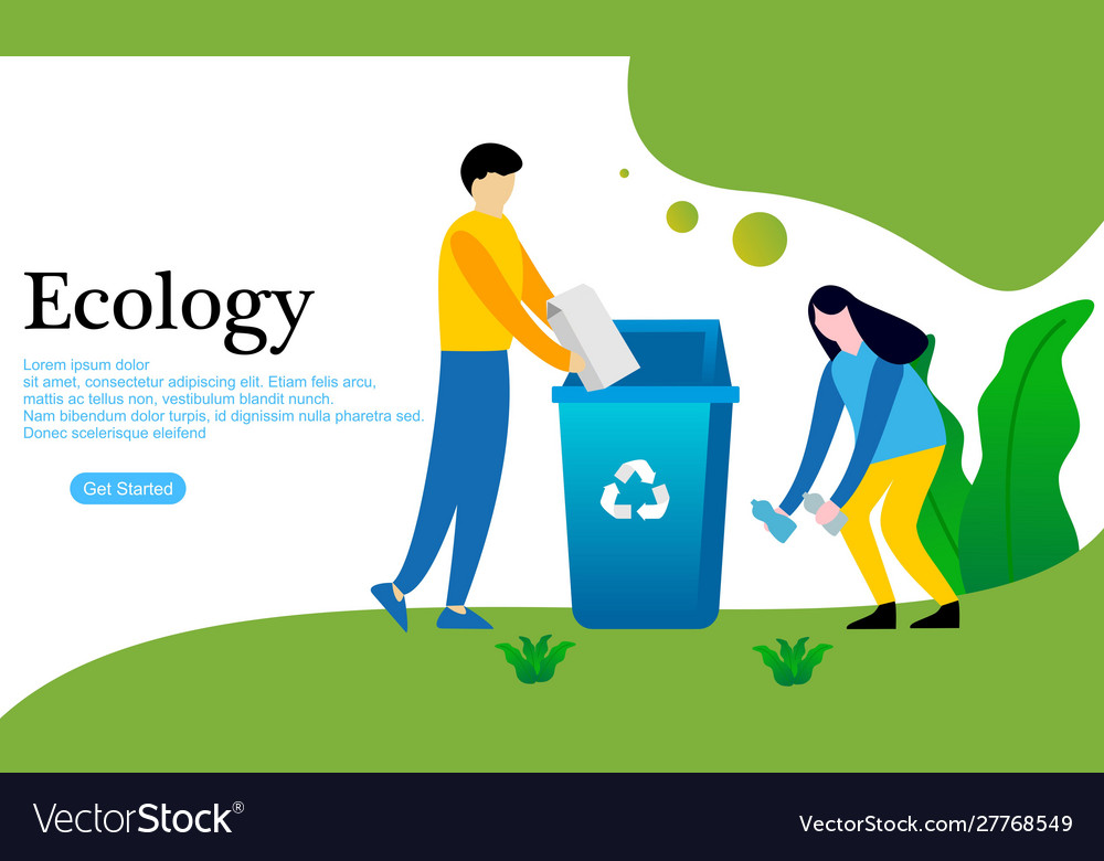 Web page design for recycling garbage vector image Web page design for recycling garbage