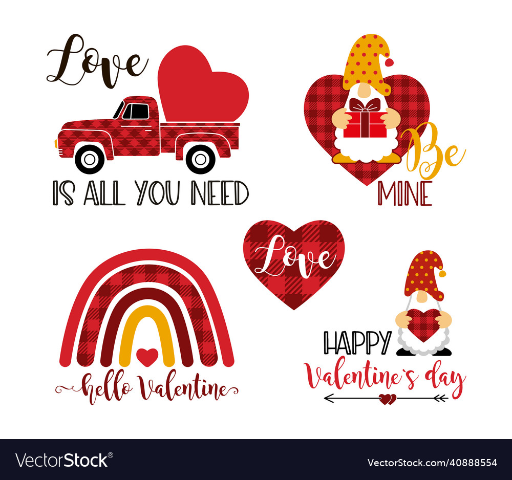 A set of decorative elements for valentines day