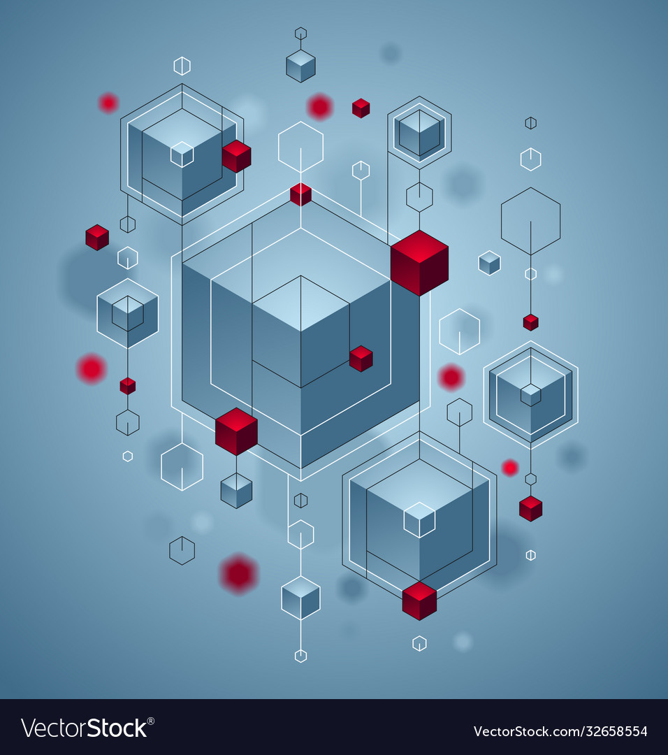 Abstract design with cluster 3d cubes red Vector Image Abstract design with cluster 3d cubes red