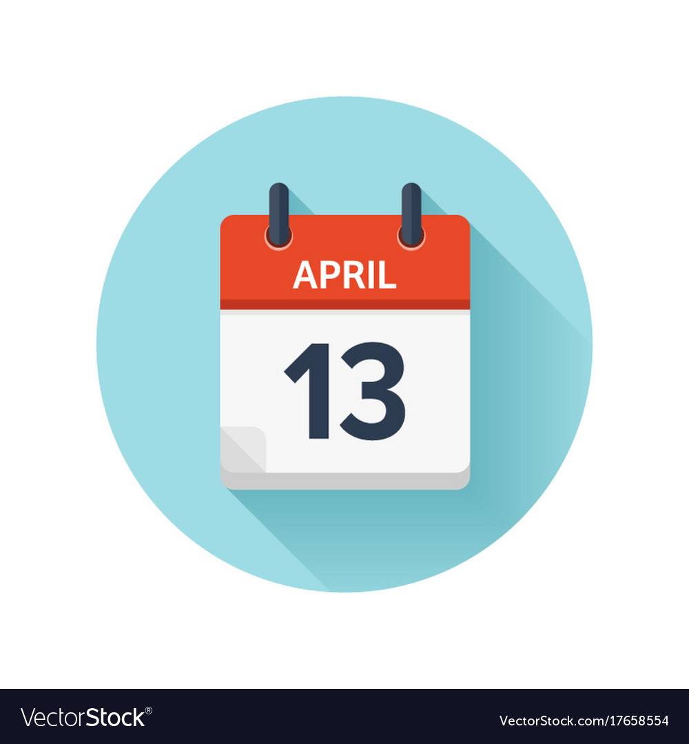 April 13 flat daily calendar icon date Royalty Free Vector