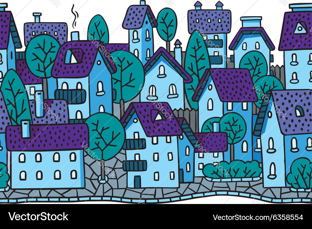 City horizontally seamless pattern with roofs Vector Image