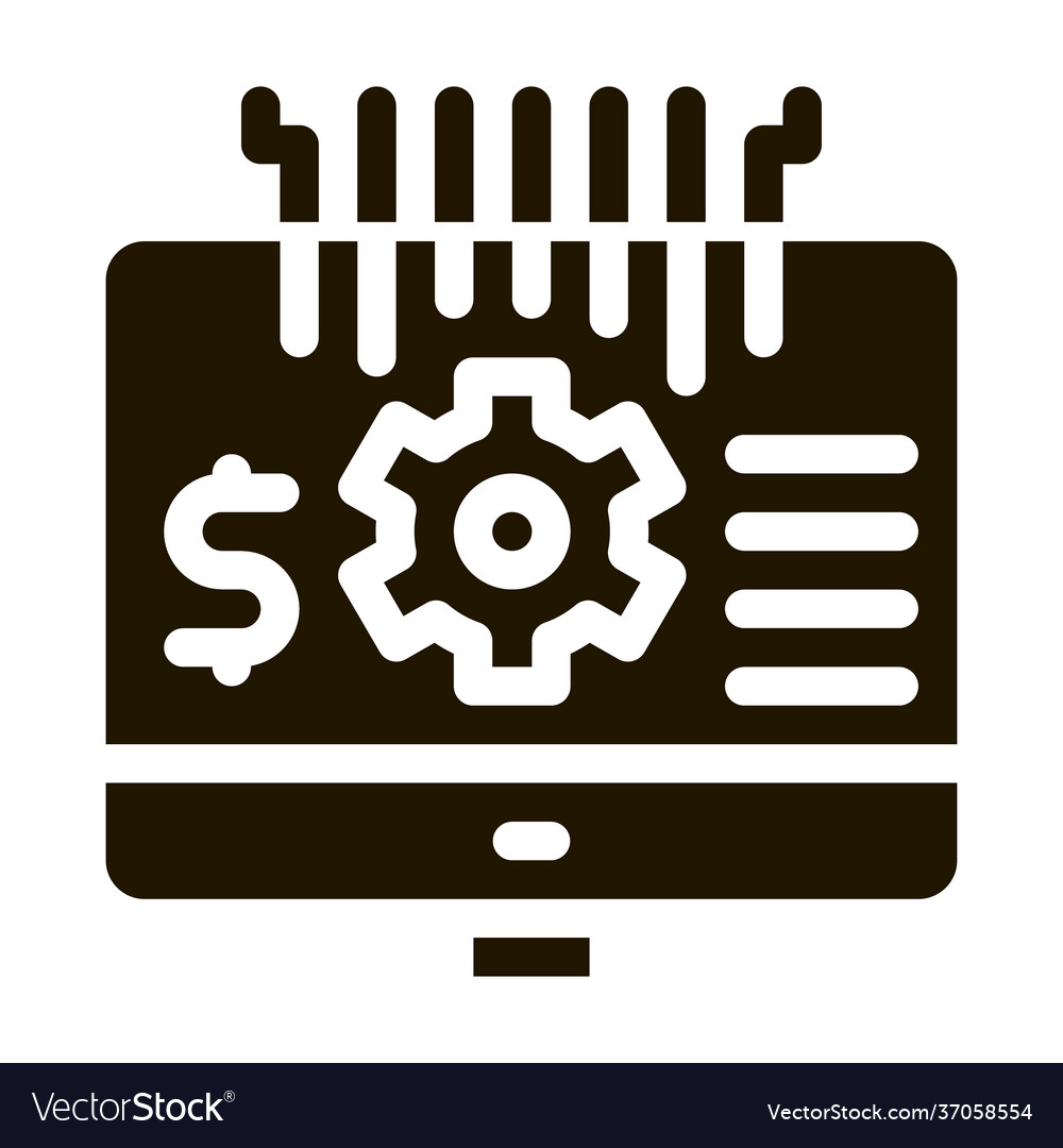 Computer cache settings icon glyph vector image Computer cache settings icon glyph
