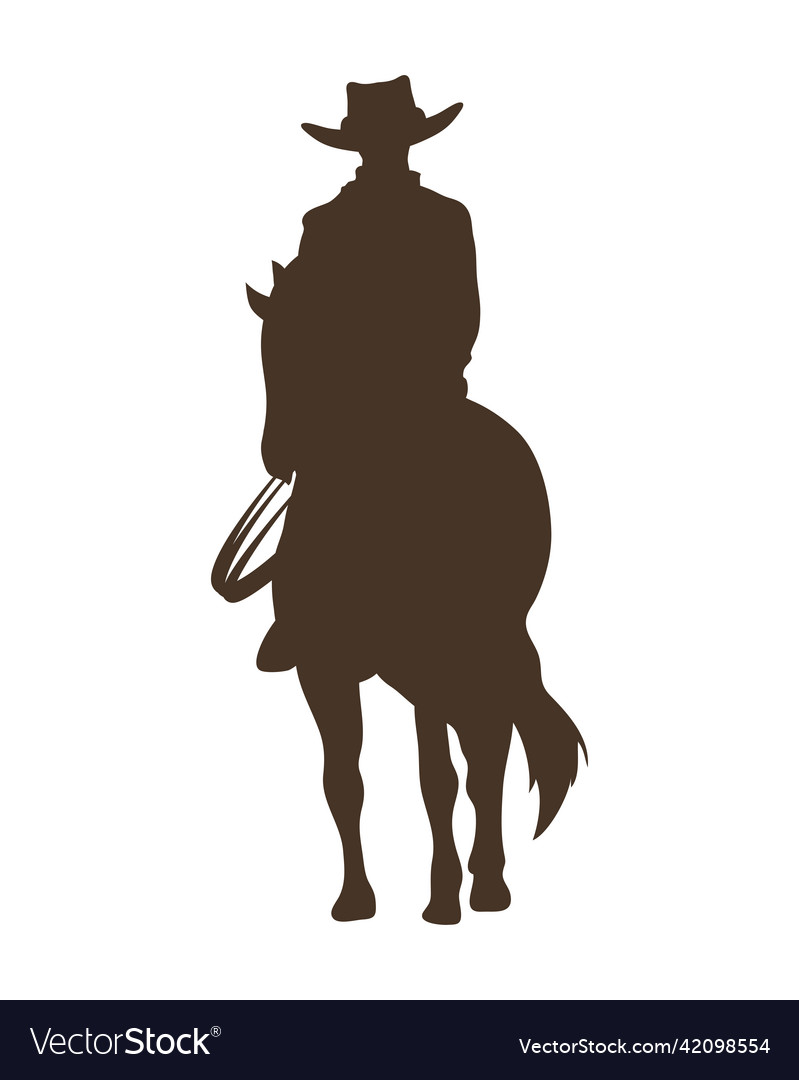 Cowboy in horse silhouette Royalty Free Vector Image