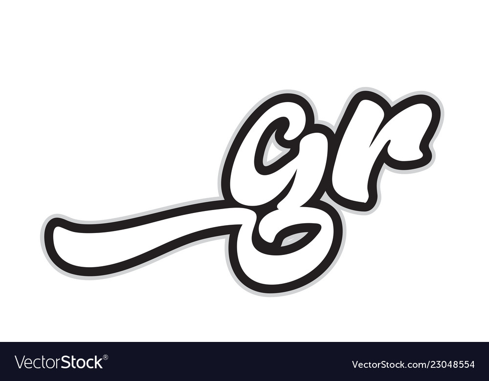 Gr g r black and white alphabet letter logo Vector Image