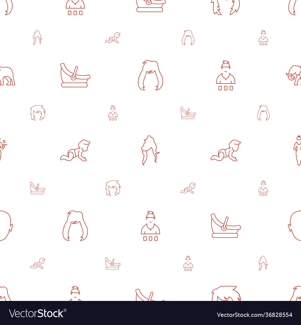 Portrait icons pattern seamless white background