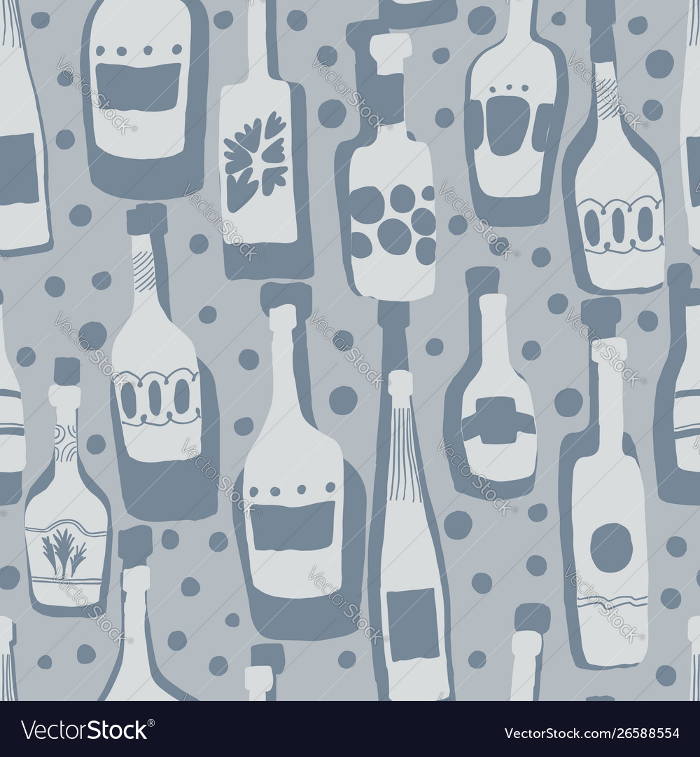 Seamless pattern background with bar bottles hand vector image Seamless pattern background with bar bottles hand