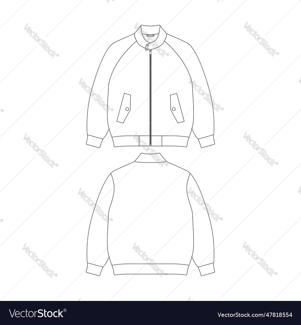 Template Baracuta Jacket Flat Design Outline Vector Image