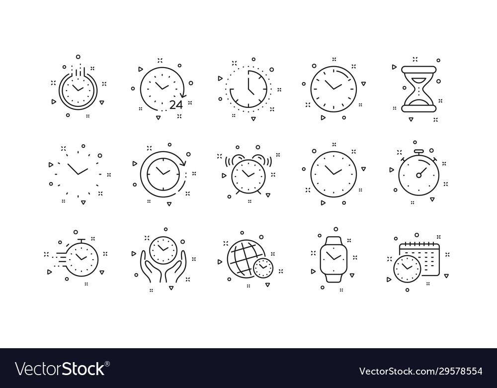 Time and clock line icons timer alarm