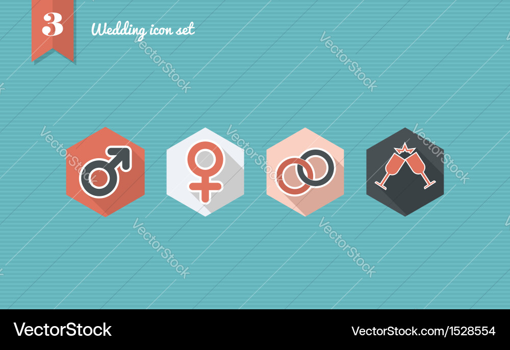 Wedding flat icon set Royalty Free Vector Image