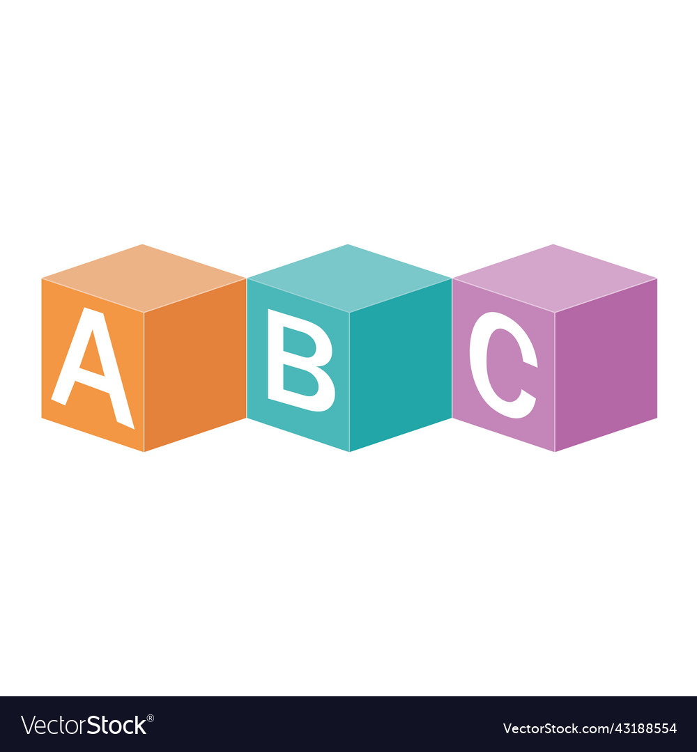 Wooden alphabet cubes with letters a b c color