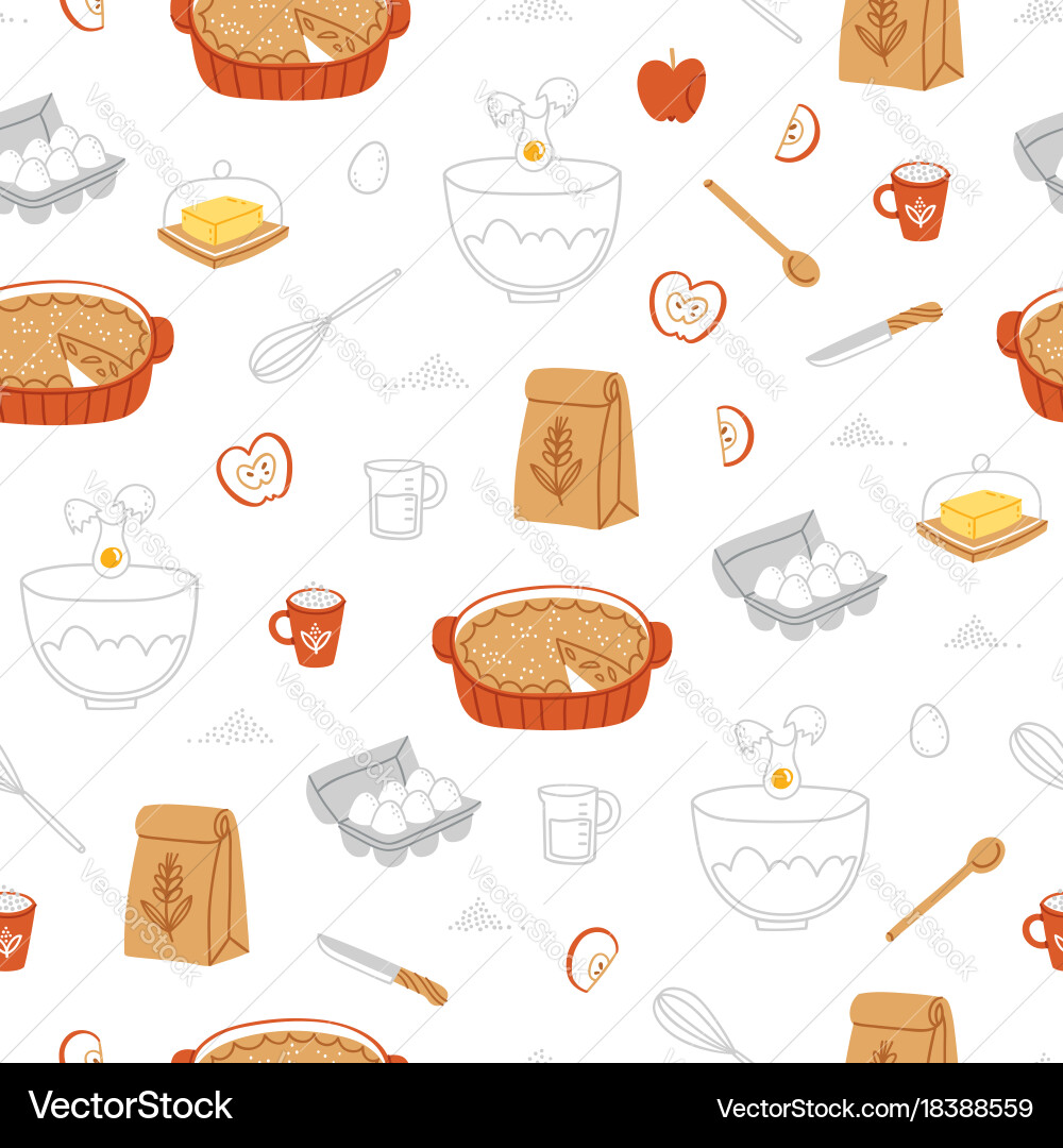 Apple pie ingredients pattern Royalty Free Vector Image
