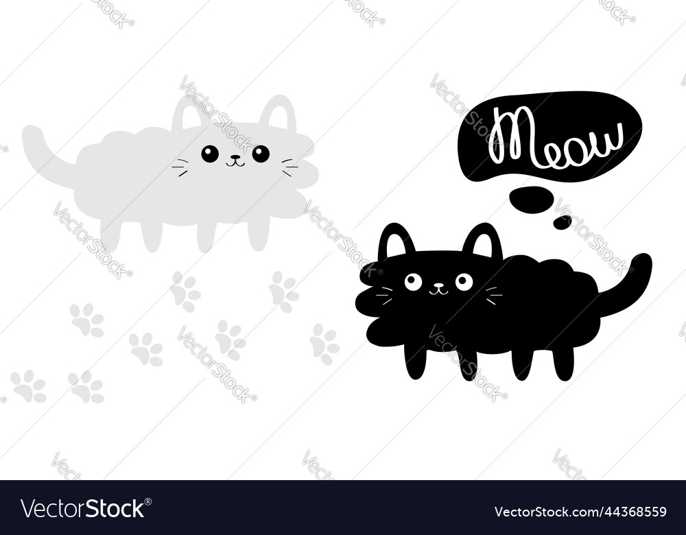 Schwarze weiße flauschige Katze auf der Suche nach Meow