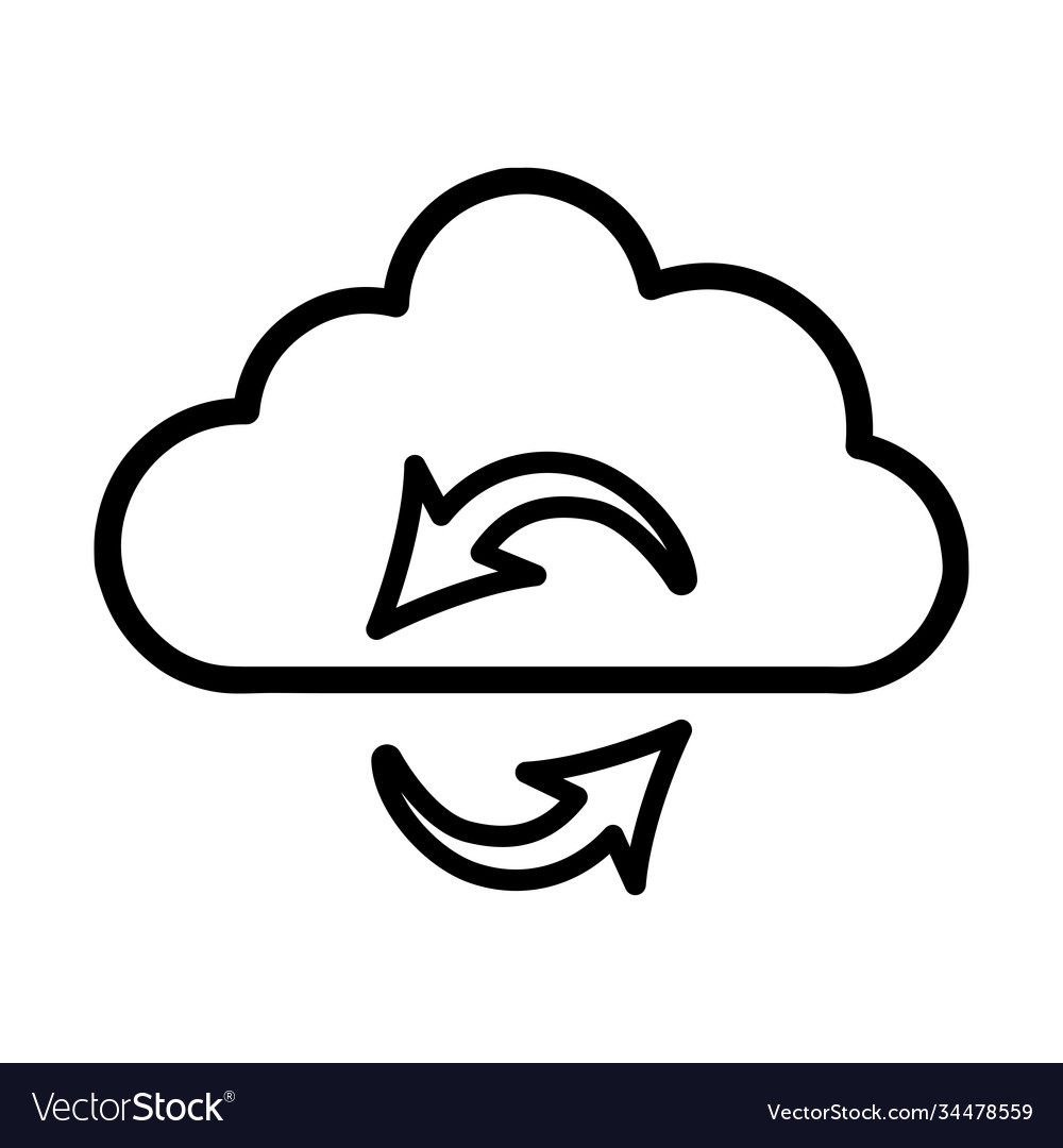 Cloud network refresh syncing line icon outline