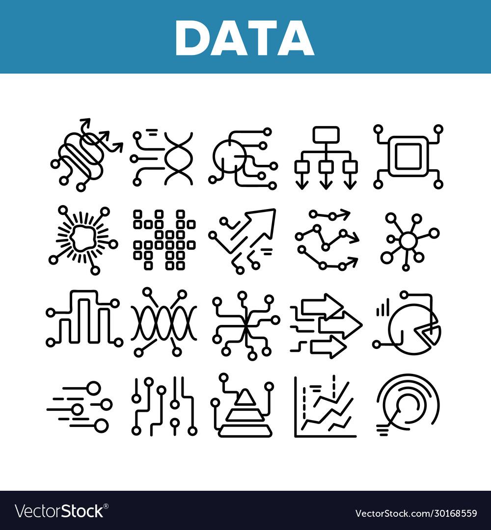 Data analysis analytic collection icons set vector image Data analysis analytic collection icons set