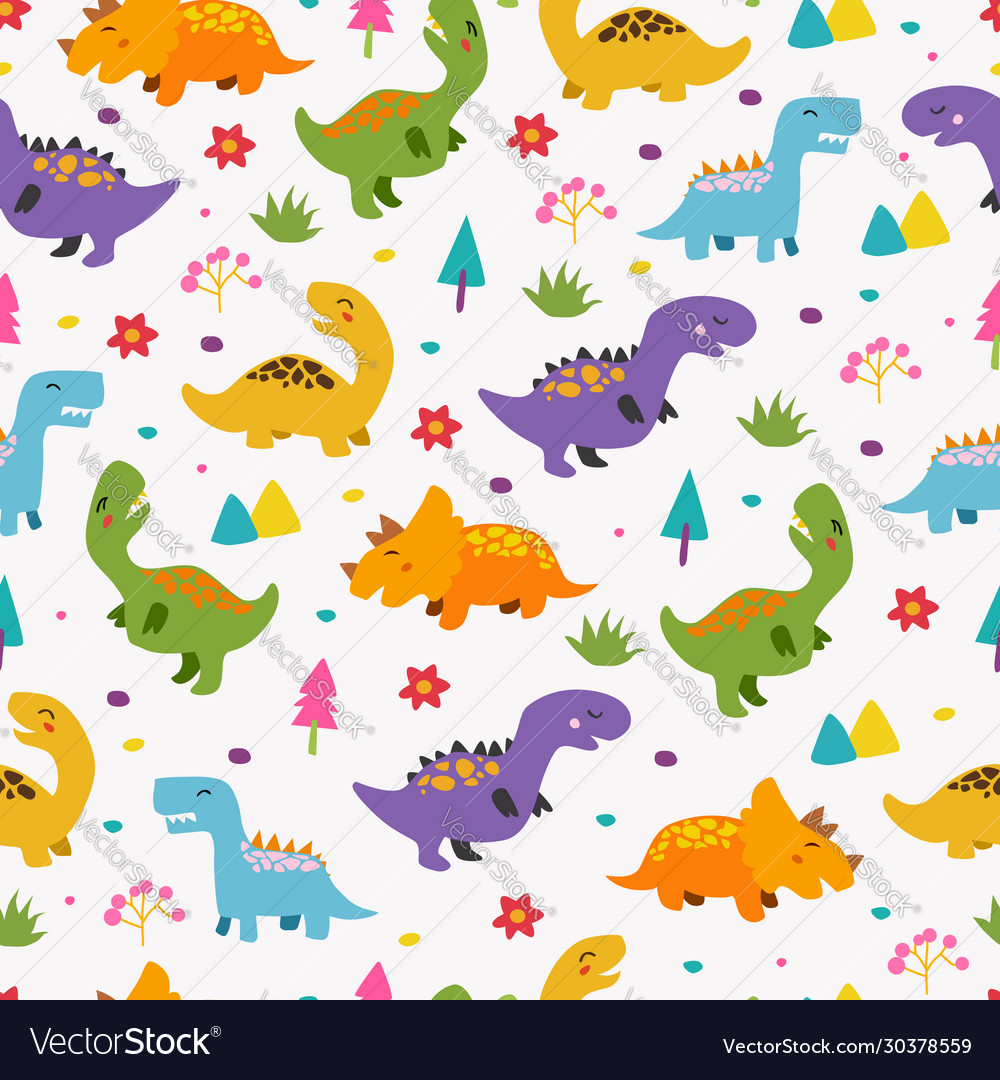 Dinosaurs seamless pattern for kids creative vector image Dinosaurs seamless pattern for kids creative