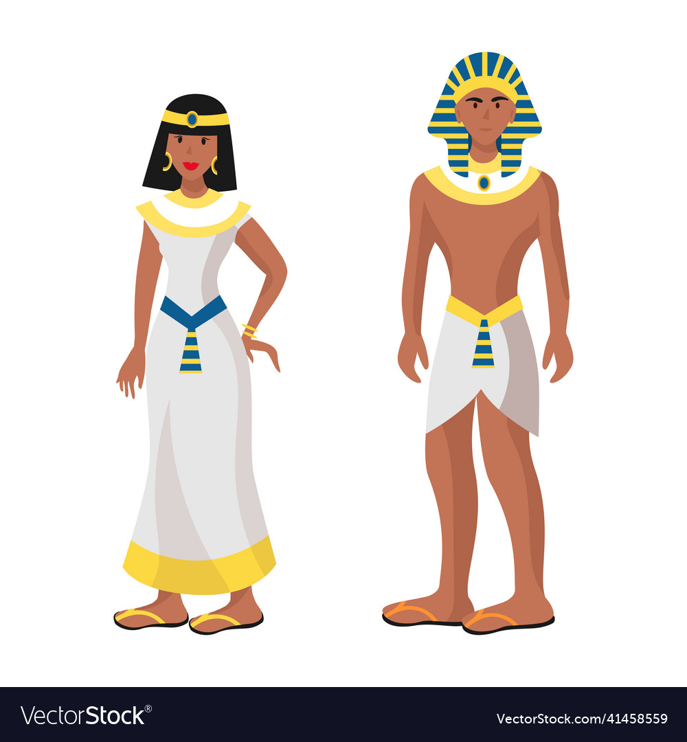 Girl and man in egyptian folk national festive