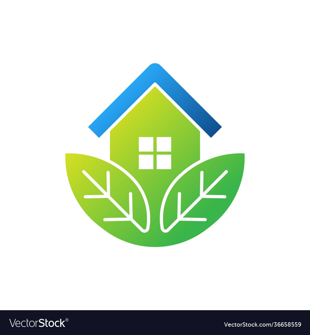 Green eco home logo icon design ecology Royalty Free Vector