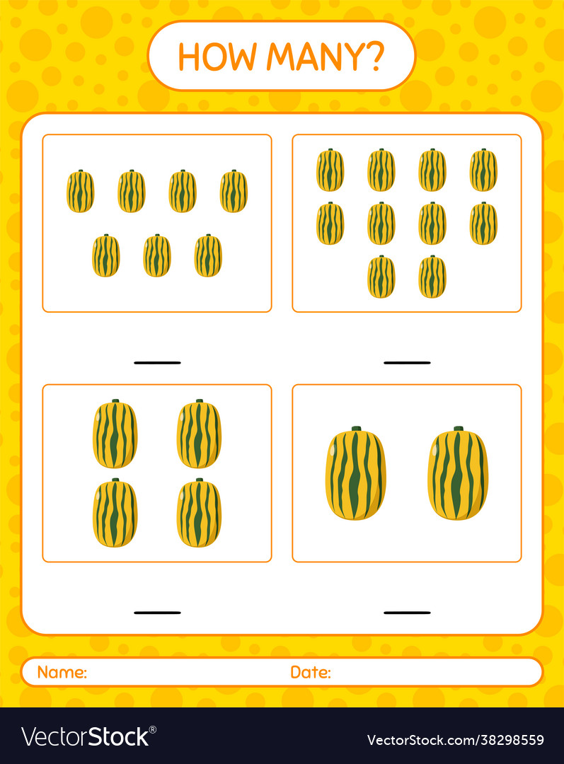 How many counting game with delicata squash vector image How many counting game with delicata squash