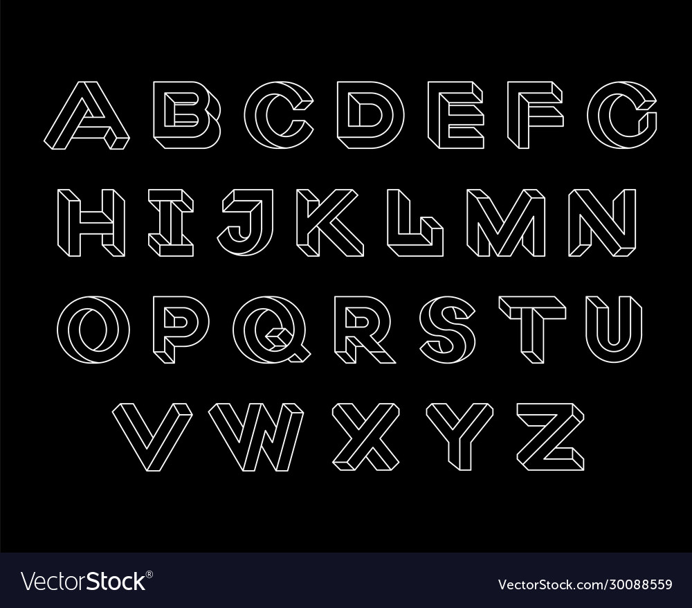 Impossible shape font set geometry vector image Impossible shape font set geometry