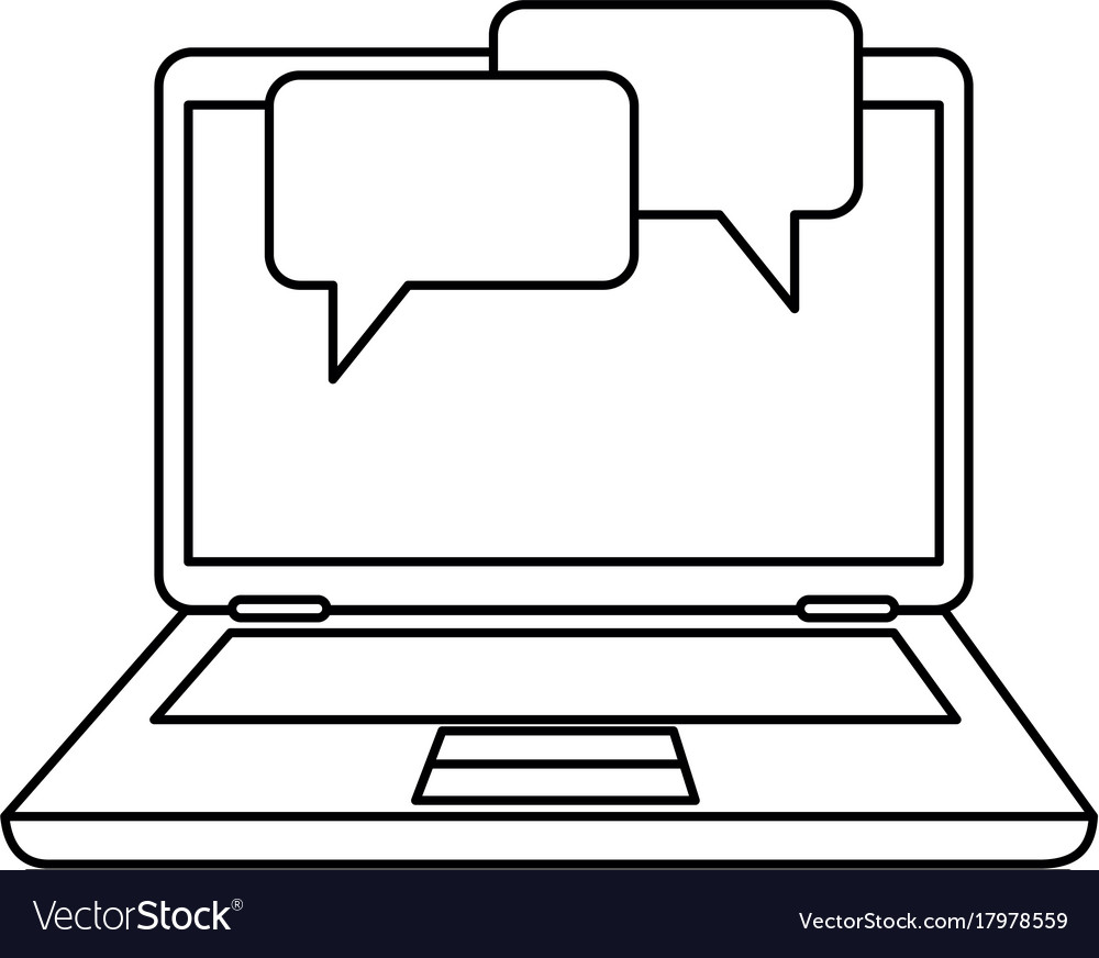Laptop computer with speech bubble