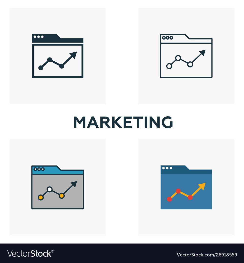 Marketing icon set four elements in different