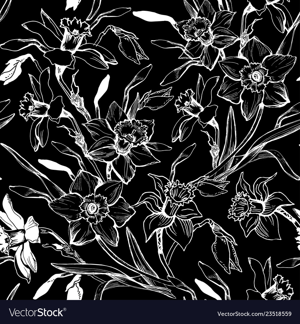 Monochrome graphic seamless pattern with hand