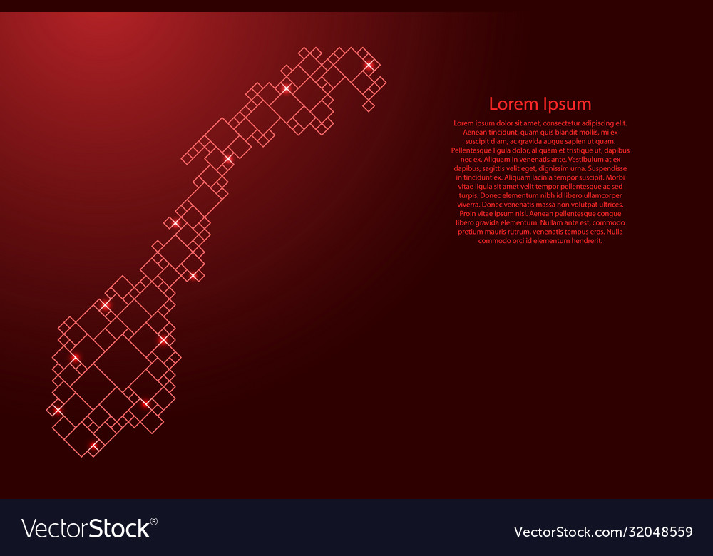 Norway map from red pattern a grid