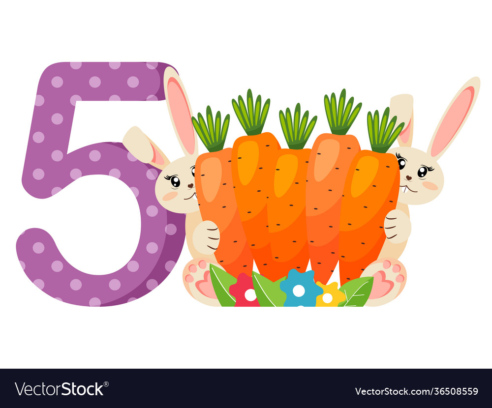 Number 5 five for kids learn count with bunnies