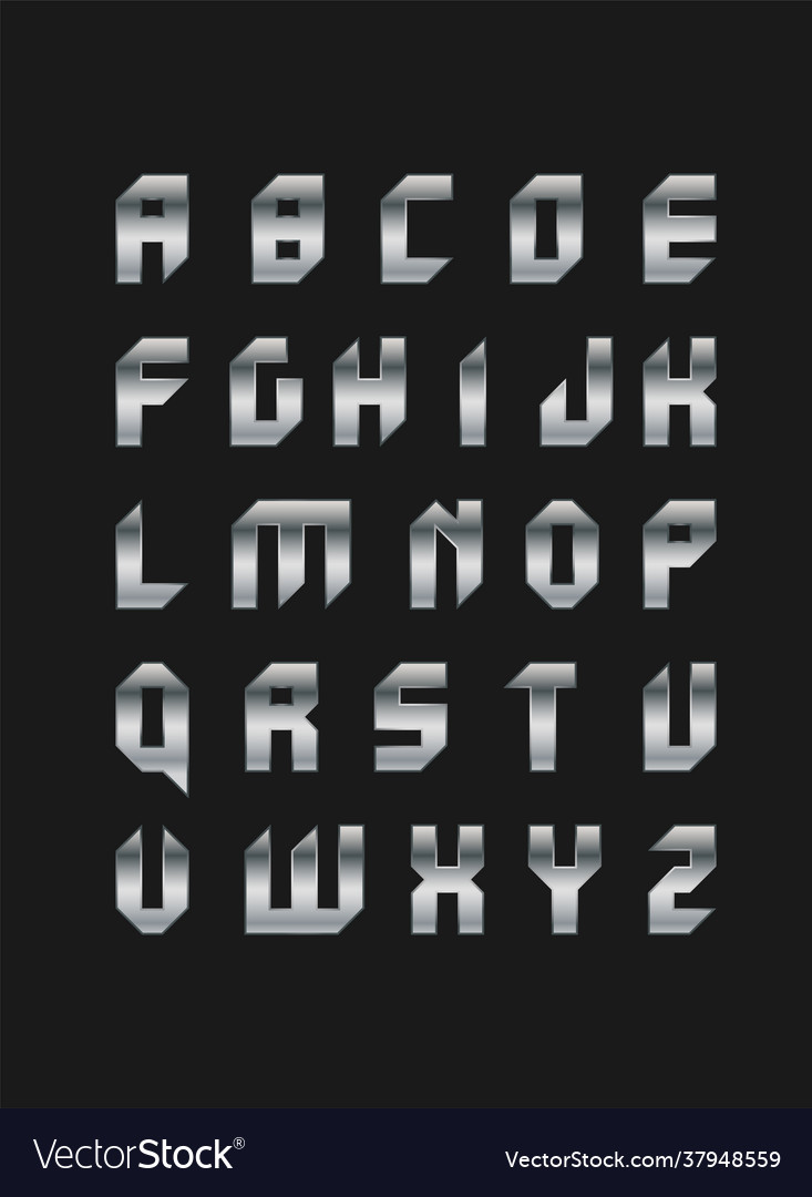 Robotic font in flat style