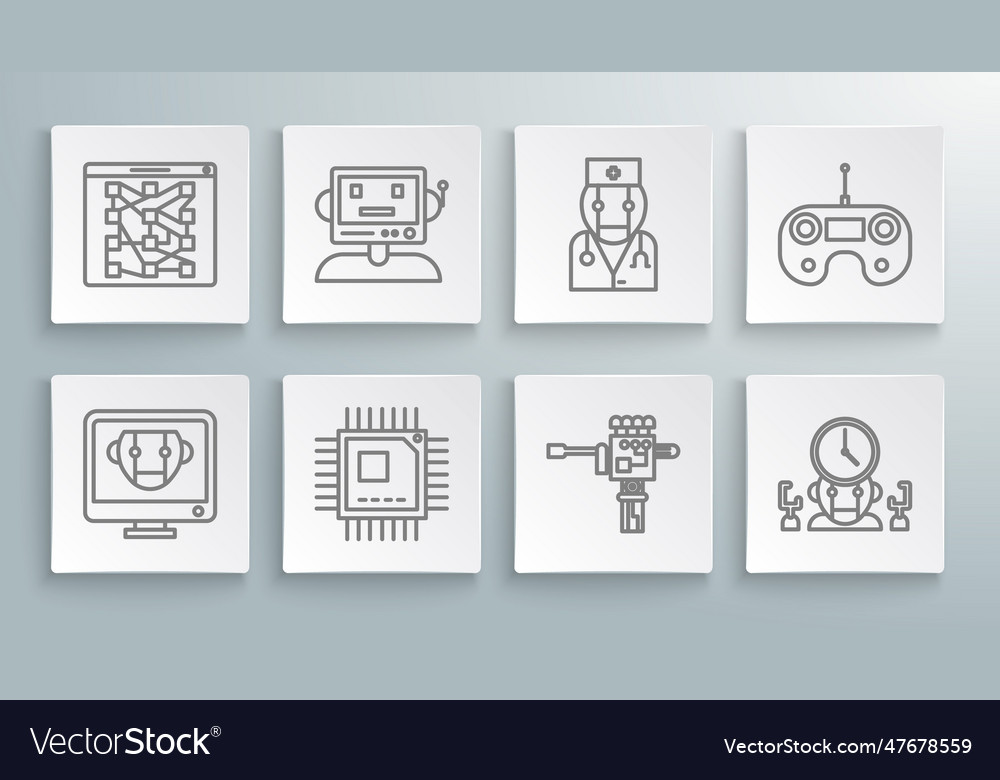 Roboterprozessor mit Mikroschaltungen einstellen vector image Roboterprozessor mit Mikroschaltungen einstellen