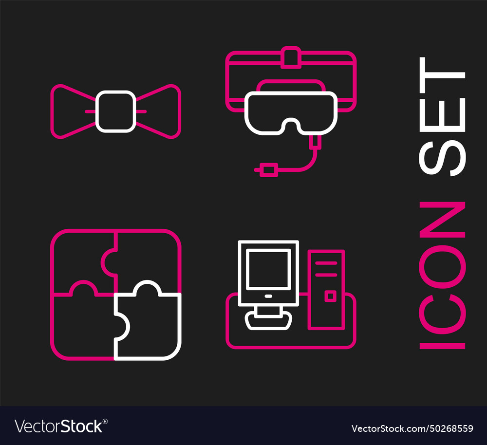 Set line monitor with keyboard piece of puzzle Vector Image Set line monitor with keyboard piece of puzzle