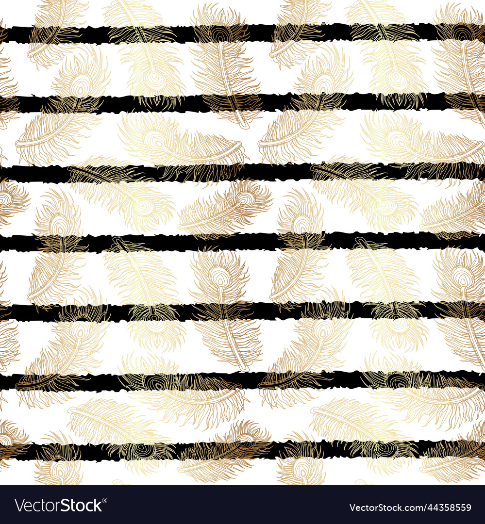 Stripes pattern with gold feathers