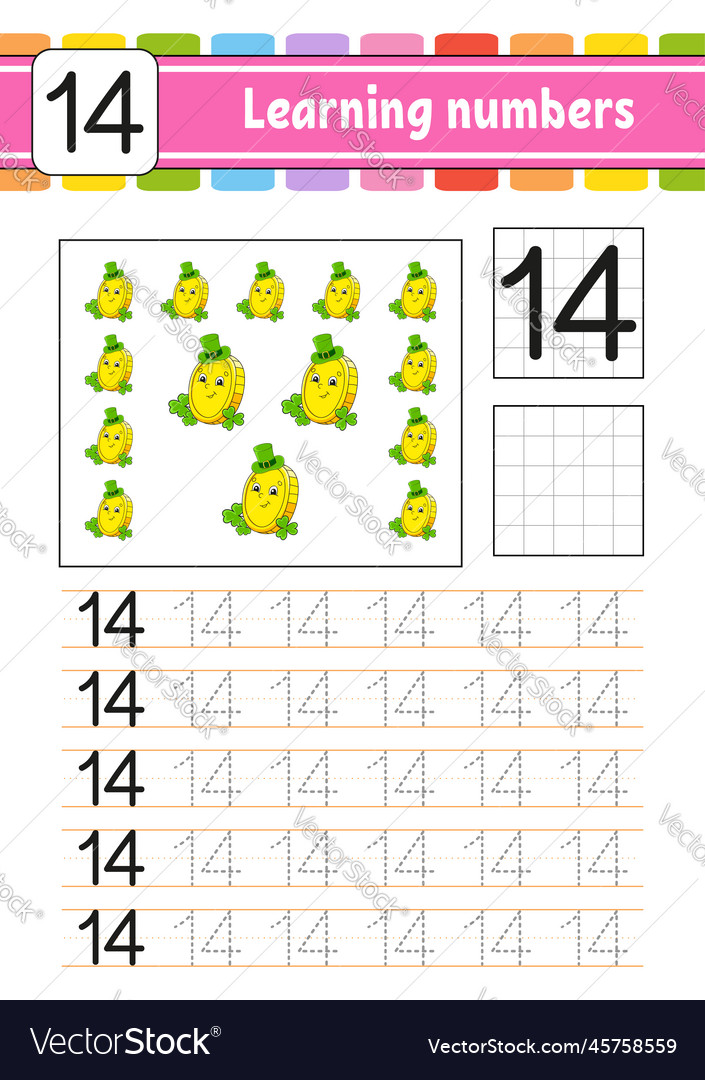 Trace and write numbers handwriting practice vector image Trace and write numbers handwriting practice