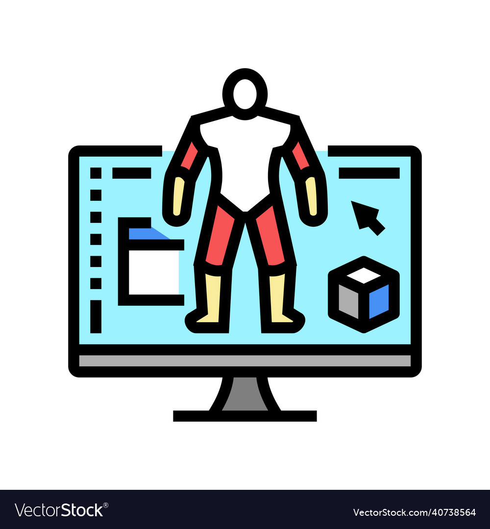 3d modeling characters color icon vector image 3d modeling characters color icon