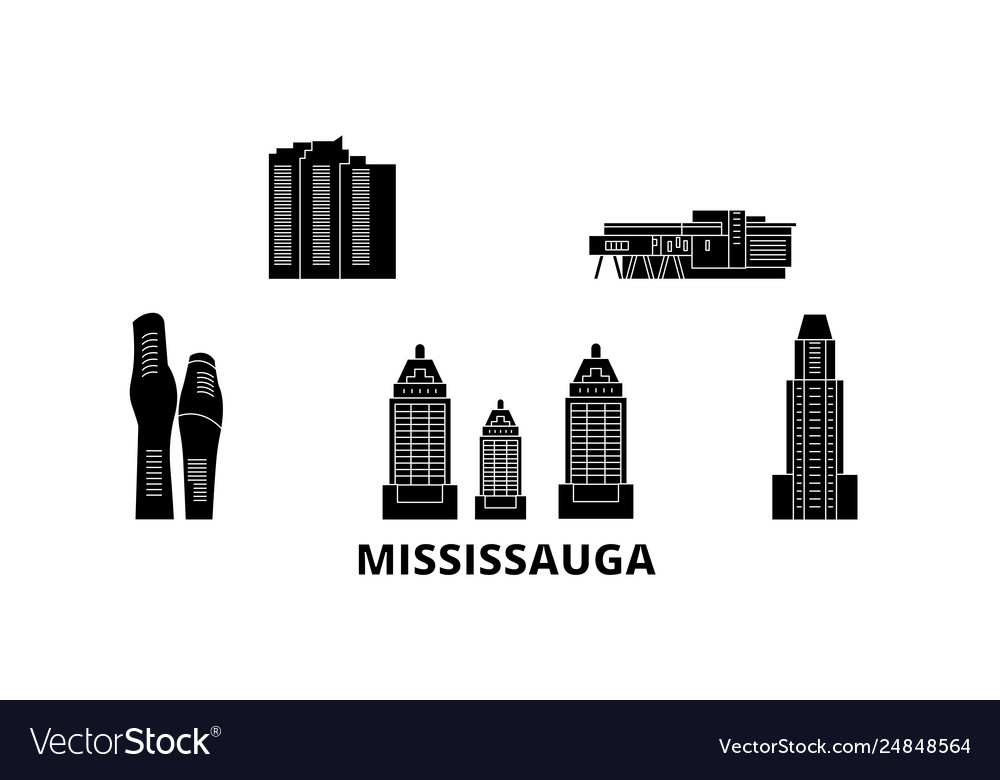 Canada mississauga flat travel skyline set Vector Image