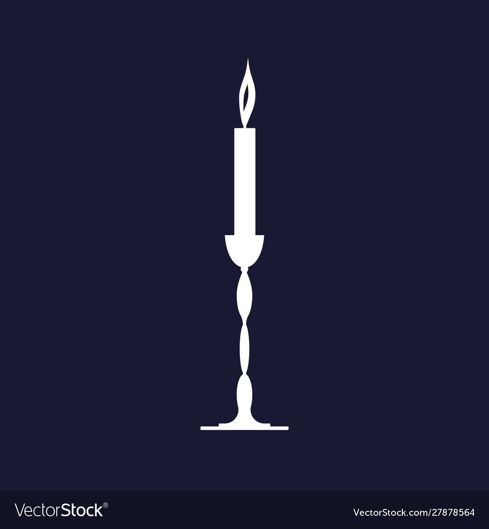 Candle icon on dark blue background Royalty Free Vector